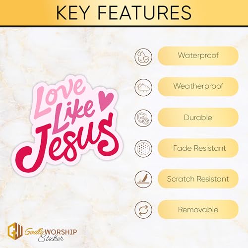 3PCs Love Like Jesus Sticker Christian Faith Sticker Religious Scripture Waterproof Vinyl Stickers for Water Bottle Scrapbook Bible Journal Laptop Decals Gifts for Girls Women Church Friends 3"x2.7"