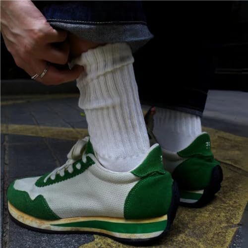 DAUCO 4 Pairs 98% Cotton Socks for Men Women Crew Seamless Fall Slouchy Socks - color: 4 Pairs - Off White, size: 5-10