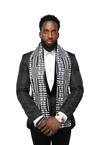 Dupsie's Kente African Print Stole – Made in Africa Black History Month Sash for Church, Choir, School & Cultural Events - color: Black