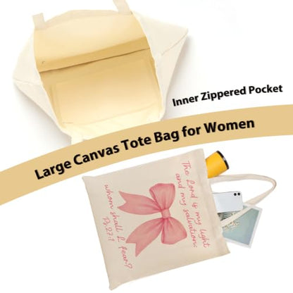 Christian Gifts for Women, Canvas Tote Bag, Faith Gifts for Women Girl Sister Inspirational Religious Gift Birthday - color: Bible Verse 916