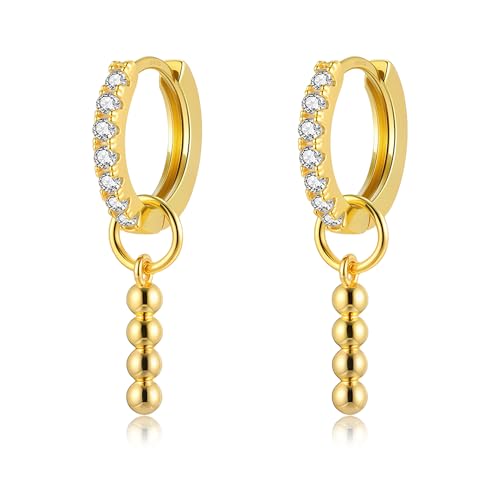 DAILY VIBES Cute Butterfly Star Cross Heart CZ Dangle Earrings for Women - color: Gold Bead Bar