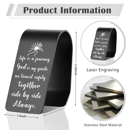 YODOCAMP Christian Car Visor Clip, Life is a Journey God is My Guide Engraved Reminder, Drive Safe Gift for Women Men Couple, Religious Car Accessory TZC194 - color: Black-C194