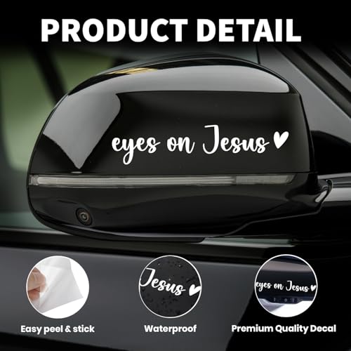 Eyes on Jesus Christian Car Sticker for Women - color: Eyes on Jesus (White)