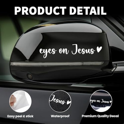 Eyes on Jesus Christian Car Sticker for Women - color: Eyes on Jesus (White)