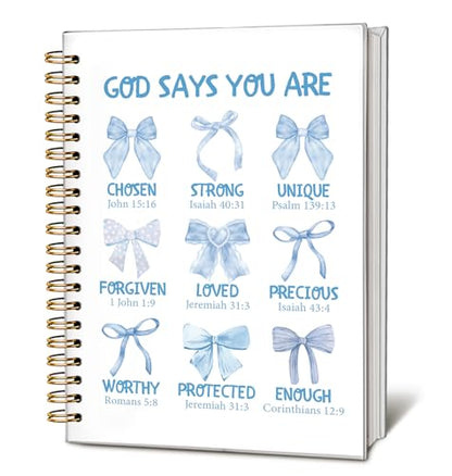 Blue Bow God Says You Are Christian Bible Notebook Journal for Women - color: God Says You Are - Blue