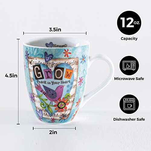 Divinity Boutique Ceramic Mug Grow Peace Bird, 12 ounce - color: Grow Peace Bird