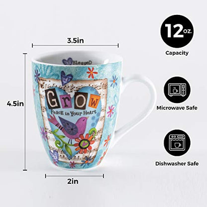 Divinity Boutique Ceramic Mug Grow Peace Bird, 12 ounce - color: Grow Peace Bird