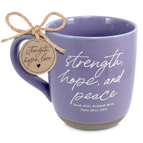 Lighthouse Christian Products Strength Hope and Peace - 18 ounce Purple Ceramic Coffee Mug Faith-Inspired Drinkware - Christian Giftware - style: Strength Hope And Peace
