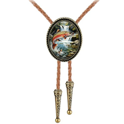 GelConnie Gothic Bolo Tie for Men Women 3D Art Western Cowboy Necktie - color: Fish Bolo Tie