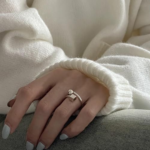 Handmade Rings 925 Sterling Silver Band Ring Adjustable Open Knuckle Rings Thumb Ring Statement Rings for Women Minimalist Jewelry - color: Pattern 7