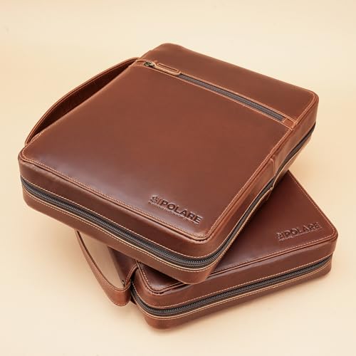 Polare Cowhide Leather Bible Cover Church Bag Bible Protective Book Holder Carrying Case Folder Organizer Portfolio (Brown) - style: Brown