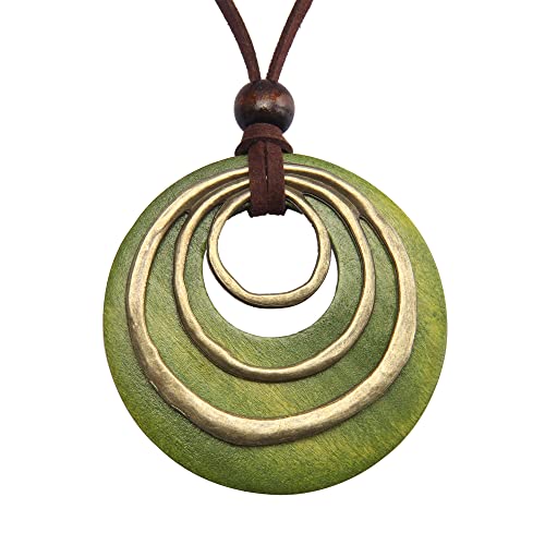 Boho Necklaces for Women Long Wooden Pendant Vintage Necklace - color: Boho Pendant Necklace