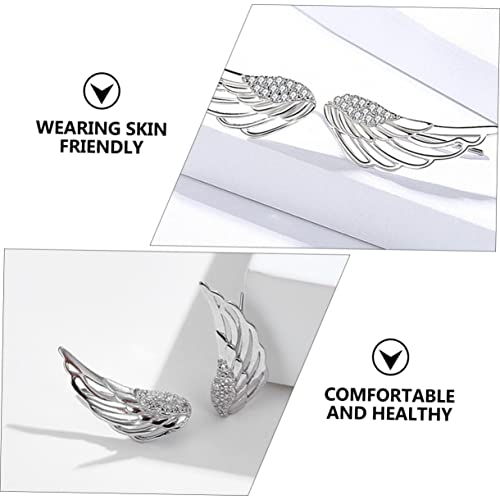 LIFKOME 2 Pairs Angel Wing Earrings 925 Sterling Silver Angel Wing Stud Cartilage Earrings for Women