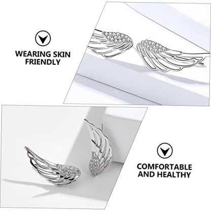 LIFKOME 2 Pairs Angel Wing Earrings 925 Sterling Silver Angel Wing Stud Cartilage Earrings for Women