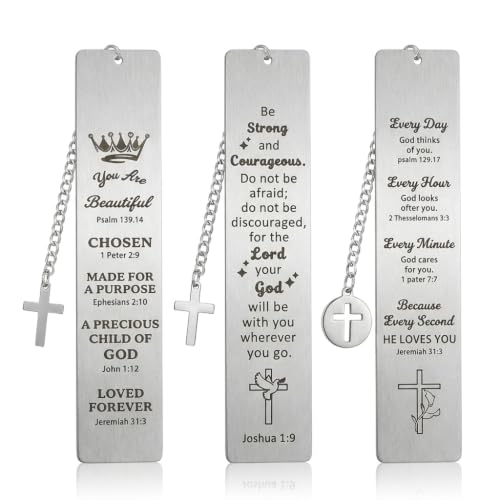 3PCS Bible Metal Bookmarks for Christian, First Communion & Religious Gift