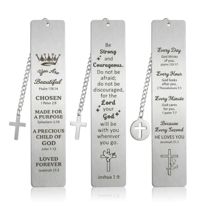 3PCS Bible Metal Bookmarks for Christian, First Communion & Religious Gift
