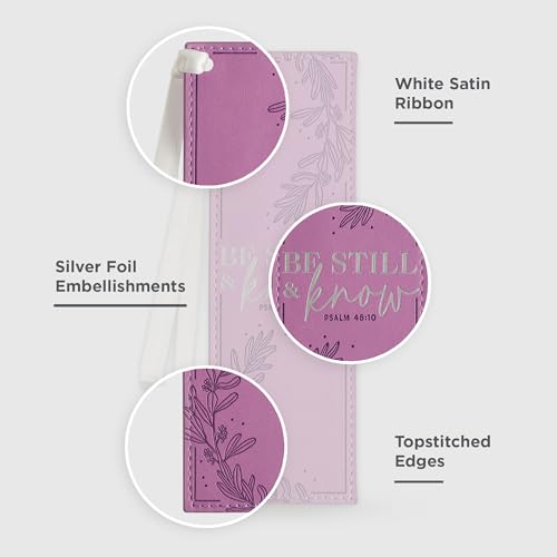 Christian Art Gifts Faux Leather Bookmark for Women: Be Still and Know - color: Purple - Be Still