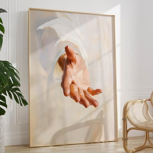 Jesus Give Me Your Hand Canvas Wall Art God Hand Painting Christian Poster Bible Verse Pictures Wall Decor Religious Canvas Prints Abstract Jesus Artwork for Living Room 16x24inch No Frame - color: Jesus Give Me Your Hand, size: 16"L x 24"W