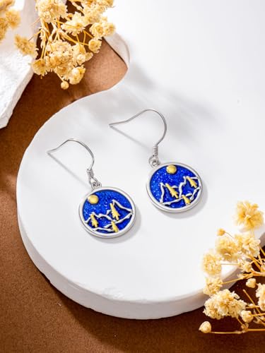 Dorunmo 925 Sterling Silver Mustard Seeds Dangle Earrings for Women Mountains Earrings Hypoallergenic Christmas Jewelry Gifts for Women - style: Mountains-02