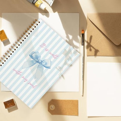 Christian Bible Bow Spiral Notebook Journal Gift for Teen Girl Women - color: it is well with my soul