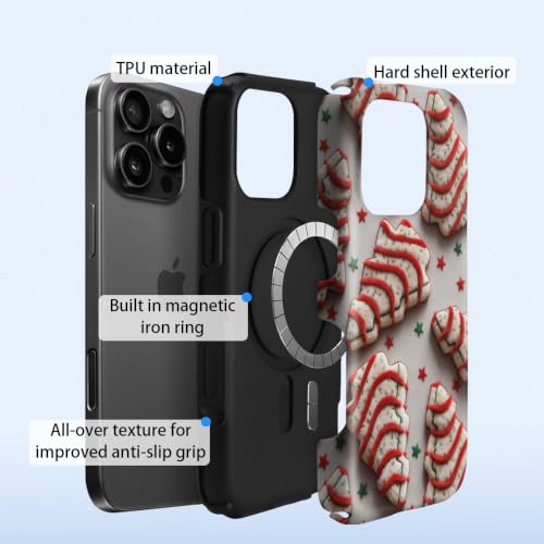 Compatible with iPhone 15 Pro Case,Wireless Charging Compatible,Patented 2‑in‑1 Dual‑Layer Protection, Hot Transfer Print Hard Shell Cover - Christmas Dim Sum Biscuits - color: Christmas Dim sum biscuits, size: iPhone 15 Pro