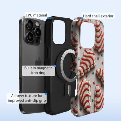 Compatible with iPhone 15 Pro Case,Wireless Charging Compatible,Patented 2‑in‑1 Dual‑Layer Protection, Hot Transfer Print Hard Shell Cover - Christmas Dim Sum Biscuits - color: Christmas Dim sum biscuits, size: iPhone 15 Pro