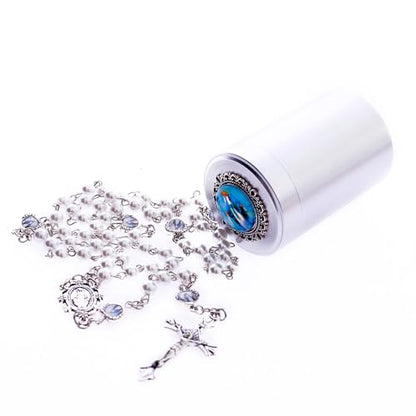 6mm Rosary Beads with Rosary Box, Black Glass Saint Benedict Necklace, Anglican Prayer Beads Catholic Gifts - color: Rosary-6-4