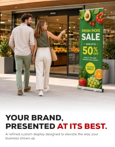 Custom Retractable Banner Stand - Ready in 1 Day - Personalized 33" x 81" Roll Up Banner, Full Color Pop Up Display Sign with Travel Bag & Stand for Important Events, Trade Shows & Photo Booths