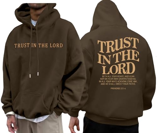 Christian Hoodies for Men Religious Faith Jesus Hoodie - color: Brown, size: Large