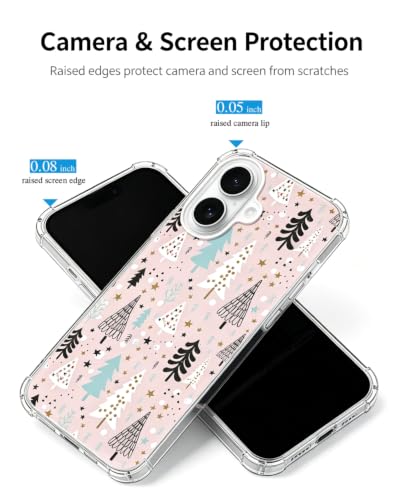 Pink Christmas Trees Phone Case Compatible with iPhone 17, Winter Holiday Phone Cover for iPhone 17 - color: Pink Christmas Trees