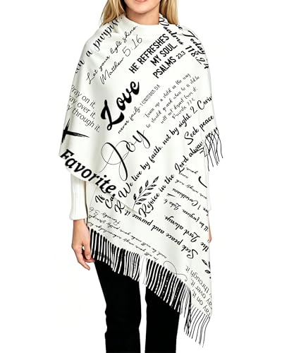 Prayer Shawls for Women Inspirational Scripture Scarf Wrap - color: White