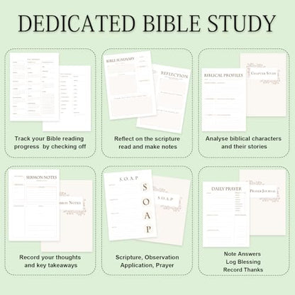 XKDOUS Linen 8.6" Bible Study Journal, Bible Notebook for Women, Green - color: Green