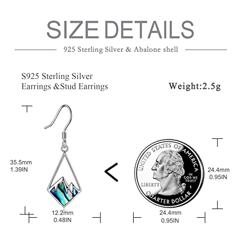 AOBOCO Mustard Seed Earrings for Women Sterling Silver Mountain Cross Earrings Dangle Christian Religion Jewelry Mothers Day Birthday for Mom Wife Friends - style: Abalone Mountain Hooks