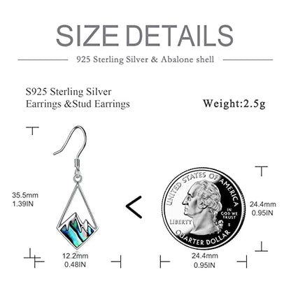 AOBOCO Mustard Seed Earrings for Women Sterling Silver Mountain Cross Earrings Dangle Christian Religion Jewelry Mothers Day Birthday for Mom Wife Friends - style: Abalone Mountain Hooks