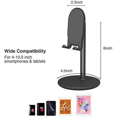Bright Stone Phone Stand for Desk, Adjustable Cell Phone Holder for Desk, Compatible with 4"-12.9" Phones/Tablet/iPhone/iPad/Switch (Black) - color: Black