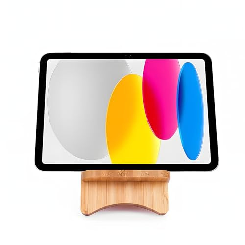 LUCKY BEAN Wood Phone Stand, Desktop Wooden Phone Holder, Portable Phone Stand for Desk, Compatible with iPhone & All Cell Phones (Bamboo) - color: Bamboo
