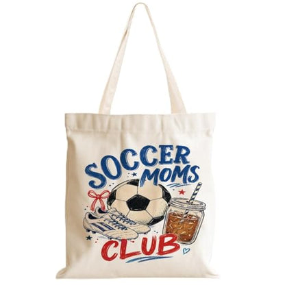 Baseball Soccer Softball Mama Canvas Tote Bag, Christian Tiger Duck Shoulder Bag - color: Soccer Moms 533