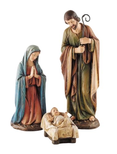 Avalon Gallery Nativity Sets - Hand Painted 3-Piece Indoor Holy Family Scene for Christmas, 16" Scale, Mary, Joseph, Jesus