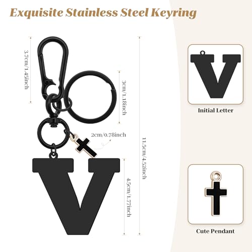 Dabihu Letter Keychain Christian Letter A-Z Alphabet Keyring for Backpack Handbag Alphabet Monogram Key Chain - color: V