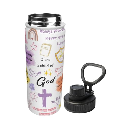 Christian Gifts For Kids - 18oz Water Bottle With Straw Lid - Baptism Gifts Stainless Steel Insulated Cup For School, Sports, Travel Confirmation & First Communion - color: Child Of God