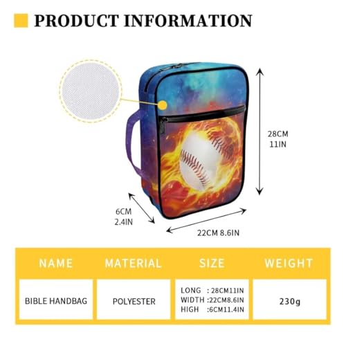 Coldinair Fire Baseball Bible Cover for Kids Teen Men,Galaxy Church Bible Protective Book Case with Pen Slot Handle & Zippered Pocket Red Marble Travel Christian Bible Accessories,Blue - color: Galaxy Fire Baseball