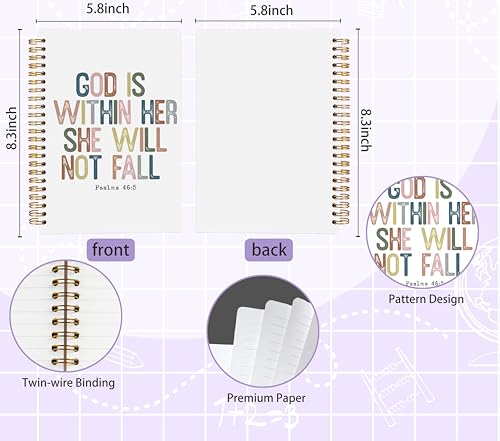 Inspirational Christian Notebook Journal 5.5x8.3, God is Within Her She Will Not Fall Bible Verse Prayer Journal Notebooks for Note Taking, Christian Hardcover Spiral Notebook - color: Prayer Blank Book 13