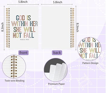 Inspirational Christian Notebook Journal 5.5x8.3, God is Within Her She Will Not Fall Bible Verse Prayer Journal Notebooks for Note Taking, Christian Hardcover Spiral Notebook - color: Prayer Blank Book 13