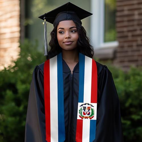 Graduation Satin Sash Scarf 72" Stole - color: Dominican Republic Flag