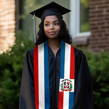 Graduation Satin Sash Scarf 72" Stole - color: Dominican Republic Flag