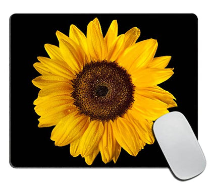 Sunflower Mouse Pad, Blossom Black and Yellow Customized Premium-Textured Mouse Mat,Washable Mousepads Non-Slip Rubber Base Small Mousepad, 9.5×7.9×0.12 inches - color: TSP226
