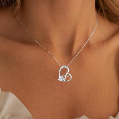 Birthstone Cross Necklace for Girls, Child of God Cross Gifts Jewelry - color: 04. April, style: 01. Silver