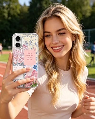 Pink Christian Phone Case Compatible with iPhone 17, Jesus God Floral Aesthetic Phone Cover for iPhone 17 - color: Pink Christian