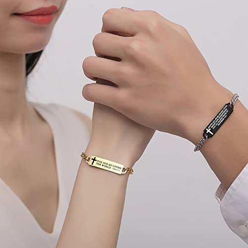 Bible Verse Bracelet-Stainless Steel Scripture Quotes Inspirational Bracelet Faith Christian Bracelet for Women, Christmas gift for women - color: Silver