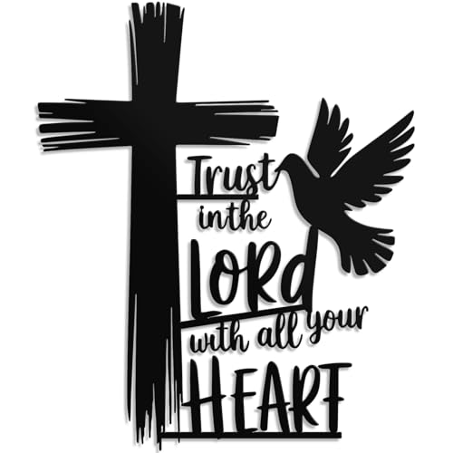 Hnatzu Metal Cross Wall Art–Trust in the Lord Design with Dove–Rust-Resistant Christian Wall Decor for Home, Church, Baptism Gift Ideas - color: Trust in the Lord
